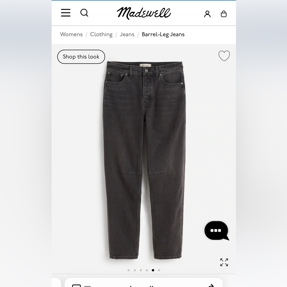 Madewell darted barrel in olenda wash size 25